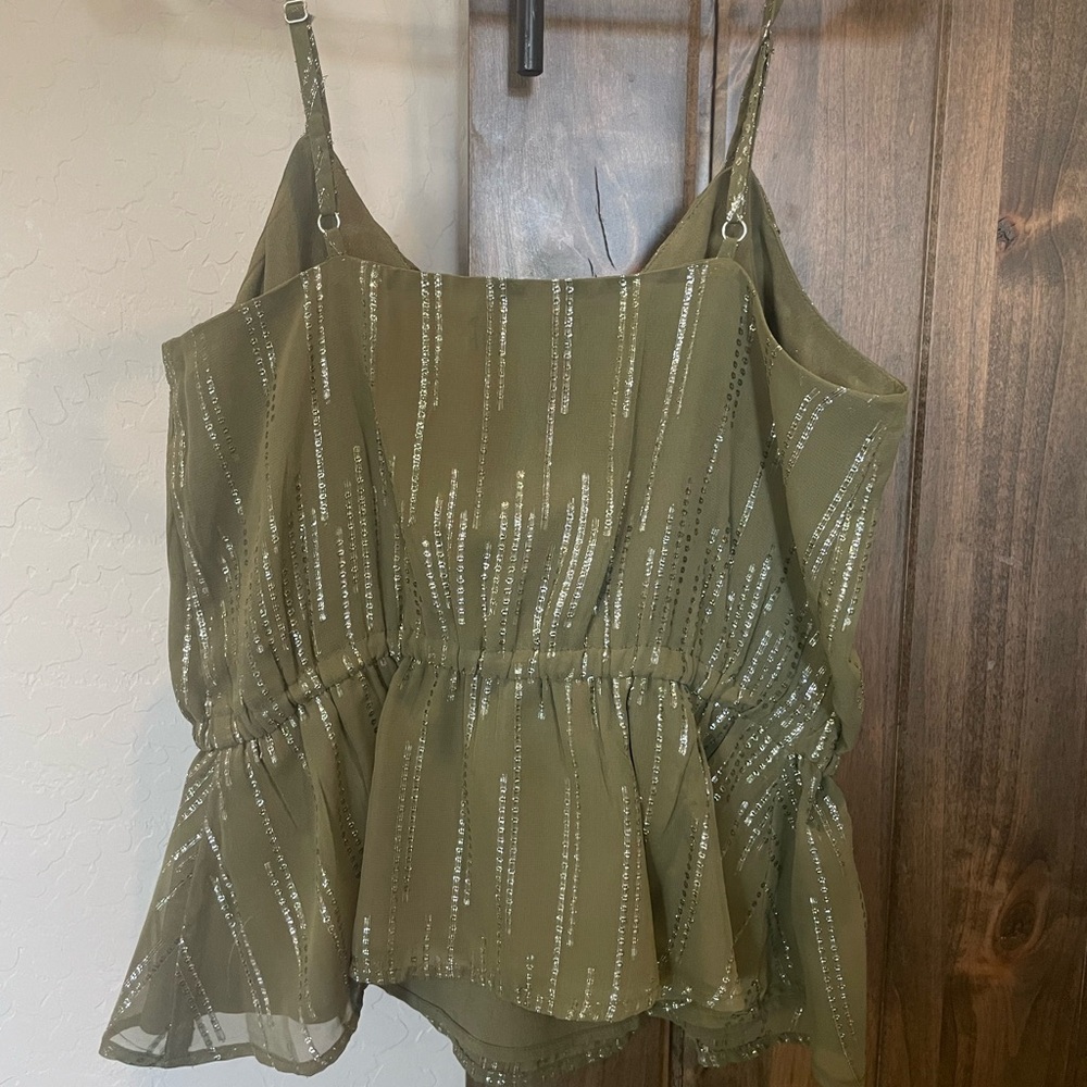 Express Ruffle Button Up Peplum Cami - Picture 2 of 2